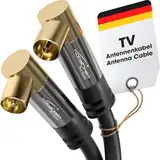 KabelDirekt – 4K Antennenkabel, Koaxialkabel, TV Kabel 90° gewinkelt – 10 m – Fernsehkabel digital & analog, bruchfeste Metallstecker (Winkel-Stecker/Winkel-Buchse, für DVB-C, DVB-T, DVB-S, schwarz)