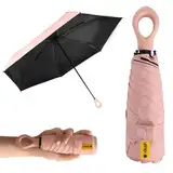 Mini Faltender Regenschirm, Pocket Taschenschirm mit Etui, kreativer Ringgriff, Windfest UV Schutz Ultraleicht Regenschirm Faltbar Robust, Sonnenschutz Feuchtigkeitsschäden Sturmfest für Herren Damen