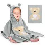 Yosemy Kapuzenhandtuch Baby - Oeko TEX - Baby Handtuch Kapuze 100% Baumwolle Badeponcho Kinder Babyhandtuch mit Kapuze Weich & Super Saugfähig 0-3 Jahre-Bär