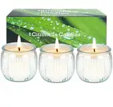 Citronella Kerze Outdoor Groß, 3 Stücke Outdoor Kerze Draußen im Glas mit Natürliches Sojawachs und Citronella Öl, Duftkerze Perfekt für Garten, Camping, Balkon, 135 Stunden Brenndauer