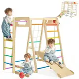 Dorifine Klettergerüst Indoor, 7 in 1 Klettergerüst Kinder, Klettergerüst Outdoor mit Rutsche, Kletternetz Kinder Outdoor & Schaukeln, Montessori Spielzeug Indoor für Klettergeräte ab 3 Jahr