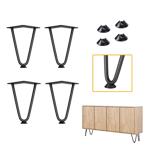 Genius Iron 6 Zoll Möbel Haarnadel Beine 3/8 Zoll Stäbe Metall DIY Möbel mit Mitte Jahrhundert Industrie Stil Schwarz 4 Stück