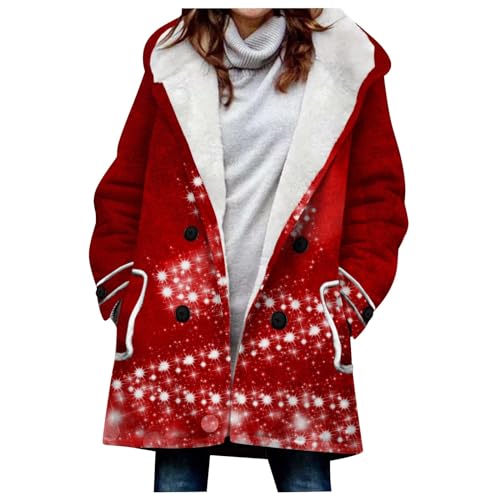 KONG JIMFAN Softshelljacke Damen Daunenmantel Damen Damen Regenjacke Damen Pullover Grün Sweatjacke Damen Damen Trenchcoat Damen Jacken Trenchcoats Grün Teddyjacke Damen(Rot,XL)