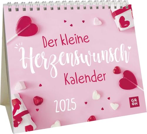 Mini-Kalender 2025: Der kleine Herzenswunschkalender: Kleiner Tischkalender mit Herzenswünsche Sprüchen | Mit Monatskalendarium | Schönes Geschenk für Mama