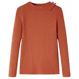 Kinder-Langarmshirt mit Schleife Pullover Sweatshirt Langes T-Shirt Cognac 128