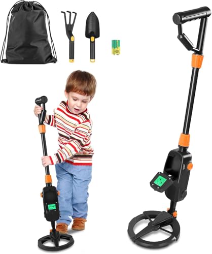 FIVMEN Garten Metalldetektoren für Kinder Metallsuchgerät Profi Detektor LCD-Display mit ABS Lang Handgriff, Wasserdicht Suchspule & Tragtasche Metalldetektor für Kinder und Anfänger