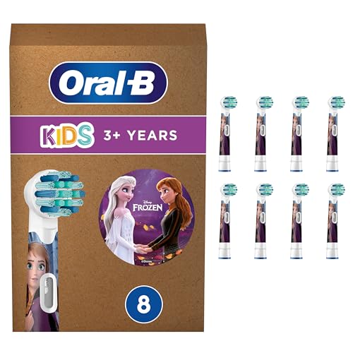 Oral-B Kids Frozen Aufsteckbürsten für elektrische Zahnbürste, 8 Stück, extra weiche Borsten, Zahnbürstenaufsatz für Oral-B Zahnbürsten, für Kinder ab 3 Jahren, briefkastenfähige Verpackung