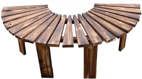 Baumbank - Halbrunde Massivholz Parkbank Anti-Korrosion Gebogene Gartenbank Outdoor Möbel für Balkon und Terrasse