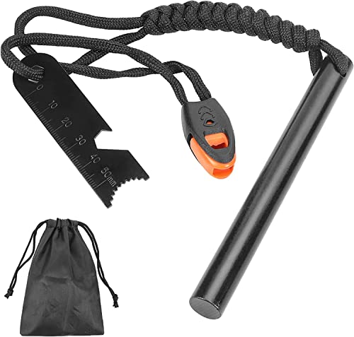 Feuerstahl Outdoor mit Paracord Griff, Feuerstahl XXL, Feuerstein Survival Set, Ferro Rod, Magnesium Feuerstarter, Feuerstab Outdoor, Feuereisen mit Feuerstein, Feueranzünder Set für Bushcraft/Camping