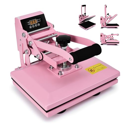 Transferpresse Hitzepresse 30x23cm 0-250 ℃, Rosa T-Shirt Druckmaschine mit LCD-Temperatur und Zeitkontrolle, Heat Press Heißpresse Maschine Wärmeübertragungsmaschine Wärmepresse Für Mauspads, Taschen