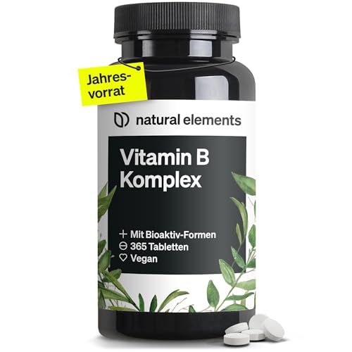 Vitamin B Komplex – 365 Tabletten für 12 Monate – Premium-Rohstoff Quatrefolic® – mit Bioaktiv-Formen & 2 Kofaktoren – vegan, hochdosiert – unabhängig laborgeprüft