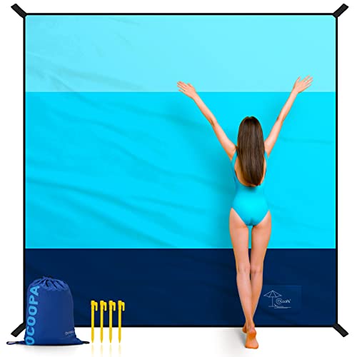 OCOOPA Stranddecke Sandfrei Super Groß 280x300 cm, Sanddicht Wasserdicht, Weiches Bequemes Langlebiges Material, Breite Streifen, Leicht Kompakt für Picknick