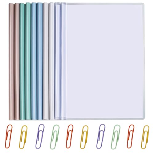 A4 Dateiordner, A4 Transparente Dokumentenordner, Kunststoff A4 Sliding Bar Binder, A4 Kunststoff Bericht Abdeckungen, Sliding Bar Bindern, für Klassifizierung Schulbürodokumenten(10 Stück)