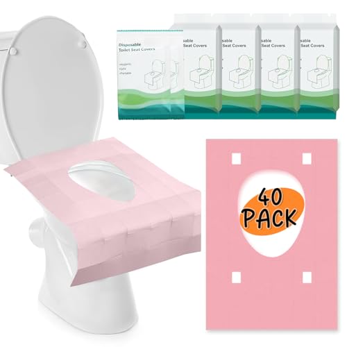 40 Stück Einweg Toilettenauflagen, Wasserdichte Toilettenbezüge Toilette Auflage WC-Sitz Matte Einweg Toilettenpapier Pad für Öffentliche WCs, Reisen und Unterwegs