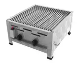 ChattenGlut Professional Gastrobräter 2-flammig Tischgerät Edelstahl Stahlbrenner für Flüssiggas 480x530x270mm (7,3kW Einzelne Edelstahlstäbe als Rost)