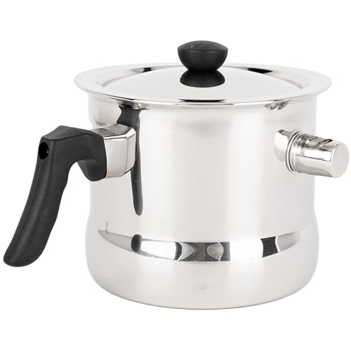 KARL HAUSMANN Milchtopf induktion 1.5L mit Deckel - Kochtopf mit Pfeife - Milchtopf doppelwandig mit Bakelitgriff - Simmertopf - Puddingtopf aus Edelstahl - Milchtöpfe Klein