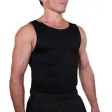 Esteem Apparel Herren Kompressionshemd Weste Figurformender Body Shaper Nahtlose Unterhemden Shapewear Workout Tanktops (Schwarz, XL)