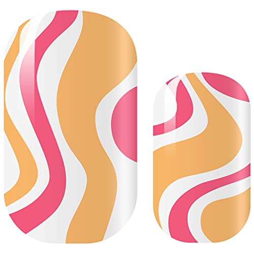 AVOA Beauty Nagelfolie - "Make Me Sway", pink, orange, wirbel, wellen, swirl, abstraktes, transparentes Nail Art Design, 16 dünne selbstklebende langanhaltende Nail Wraps