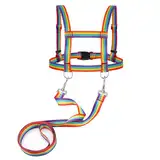 Pferdegeschirr für Kinder Pferdeleine zum Spielen für Kinder Zaumzeug Skifahren Rollenspiel Zubehör für Spielpferd Pferdeleinen Größenverstellbare (Regenbogen, 1 Stück)