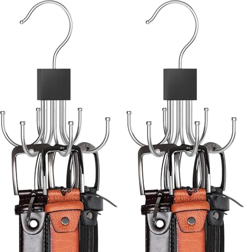 Krawattenhalter, 2 Stück Gürtel Aufbewahrung, 360 Grad Drehbarer Metall Gürtelhalter,Schalbügel, Hanging Bag Rack Multifunktionale Gürtel Krawatte Sling Hook Organizer für Schals, Tücher, Taschen