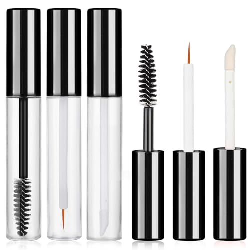 Molain Leere Mascara Flasche mit Wimpern Zauberstab, 5ML Transparente leere Lipgloss-Tuben, Wiederverwendbar Eyeliner Container Tube Tragbare Leer Mascara Behälter für DIY-Kosmetik(schwarz)