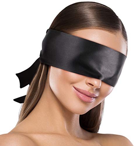 liebesfreunde® Augenbinde Sex-Spielzeug für Paare - Schöne Erotik Augenmaske Sex Geschenk aus Satin I Blindfold Maske zum Fesseln, schwarz