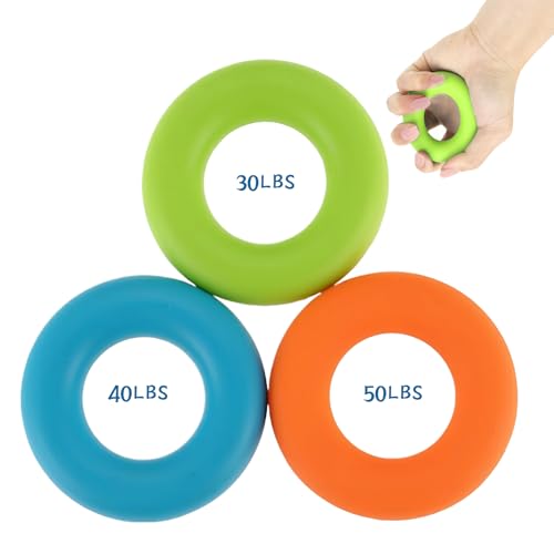 3 Stück Handgriffstärker Und Trainer,Fingertrainer,Ring Handgriff Trainer,Handtraining Set Handgriffstärker,Unterarm Finger Handgrifftrainer,Für Muskeltraining,Ergotherapie,Krafttraining (30/40/50lb)