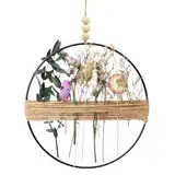 ZIOYA Trockenblumen Kranz 20cm Trockenblumen Deko Türkranz Metallring Trockenblumenkranz mit Trockenblumen für DIY Hochzeitsfeier Hausgirlanden Dekoration