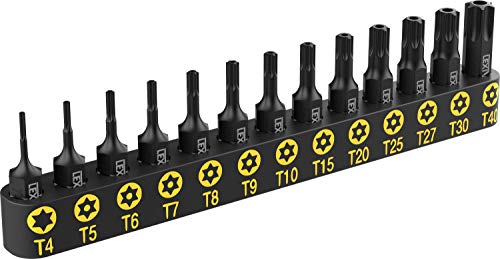 LEXIVON Torx Bit set 13-teiliges T4, T5, T6, T7, T8, T9, T10, T15, T20, T25, T27, T30, T40, Tamper Resistant bitsatz, für bosch, makita, milwaukee, und andere Bohrer (LX-301)