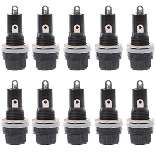 WANGCL 10 Stück 10 A 250 V Sicherungshalter Panel Mount 5 x 20 mm Sicherungshalter Schraubenabdeckung für elektrische Geräte und Motorräder