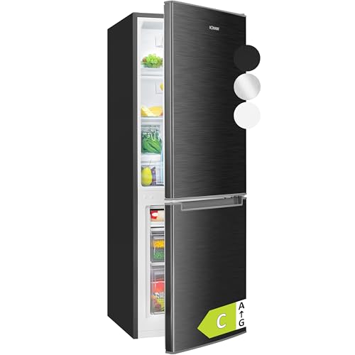 Bomann® Kühlschrank mit Gefrierfach | Energieklasse C | 143cm | Kühl Gefrierkombination leise 40 dB | 3 Ablagen & 2 Schubladen | Türanschlag wechselbar | 173L Kühlgefrierkombi | KG 7359 schwarz