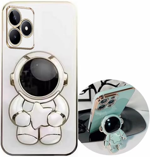 Miagon Süß Stern Astronaut Ständer Hülle für Realme C53,Cute Mädchen Dünn Galvanisierte Schutzhülle Weiches Case Bumper mit Astronaut Halter Kickständer