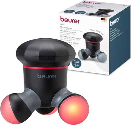 Beurer MG 18 Mini-Massagegerät, elektrisches Handmassagegerät für sanfte Vibrationsmassage, ideal für Rücken, Nacken, Arme und Beine, mit LED-Licht, tragbar, schwarz