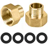 NISENTIA Reduzierstück 3/4 Zoll auf 1/2 Zoll | Messing Reduzierverlängerung mit 4 Stück Gummidichtung | AG/IG Adapter 3/4 zoll auf 1/2 zoll für Rohrverbindungen