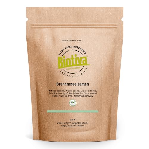 Biotiva Brennnesselsamen Ganz Bio 100g - 100% Bio Brennnessel Samen - Keimreduziert - Abgefüllt und kontrolliert in Deutschland (DE-ÖKO-005)