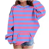 Gutschein Mädchen Hoodie Kinder Tops Gestreift Kapuzenpullover Bedrucktes Kleidung Langarm Pullover Sweatshirt Bekleidung Oberteile Long Sleeve Top Baumwolle Thermoshirt Lila, 7 Jahre