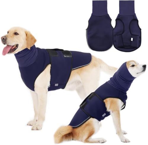 Hundeangstweste Hoodie - Hundemantel für Donner, Feuerwerk, Tierarztbesuche und Trennung - Warmer Hundemantel Reflektierende Hundeweste, Anti-Angst-Weste für Hunde mit hohem Kragen (XXL)