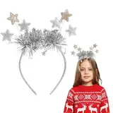 Sterne Haarreifen, Glitzer Sterne Stirnband für Damen Mädchen,Sterne Haarschmuck Haarband für Geburtstag Weihnachten Neujahr und Karneval (Silber)