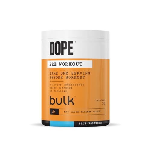 Bulk Dope Pre-Workout Pulver, Blue Raspberry, Pre-Workout Booster, Energy Drink mit Beta Alanin, Kreatin Monohydrat, Koffein, Arginin (AAKG), Himalaya-Salz aus Punjab Pakistan, 510 g, 30 Portionen
