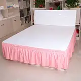 Betthusse,Bettrock Hotel-Queen-Size-Bettrock, weißes Hemd, ohne Oberfläche, elastisches Band, Einzelbett, King-Size-Bett, einfach an- und auszuziehen, Rock, Staubrüschen(Rosa,100x200cm)
