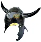 HISTORIC HANDICRAFT Mittelalterlicher Wikinger-Helm mit Hörnern | Gothic-Sallet-Helm aus Stahl | Sammlerstück Horn Helm für Halloween-Kostüme Dress-up Party