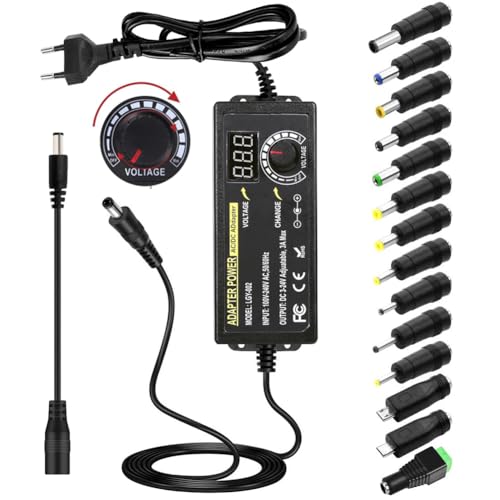 3V-24V Einstellbares Netzteil Universal Netzteiladapter 3A 72W Verstellbarer Netzadapter 100V-240V AC to DC mit LED Spannungsanzeige und 5,5x2,5mm 14 Tipps für Haushaltselektronik, DC Motor 3A Max