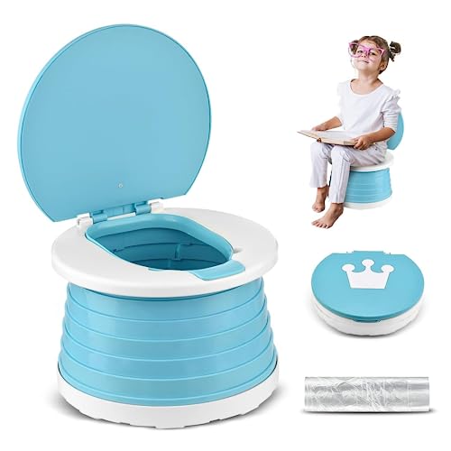 Töpfchen Für Kinder Baby Toilettensitz Ab 1 Jahr Reisetöpfchen Faltbar Für Unterwegs Baby Töpfchen Training Für Jungen Mädchen Windelfrei Töpfchen Auto Klapptöpfchen Kinder mit 15 Reisen Potty Liners