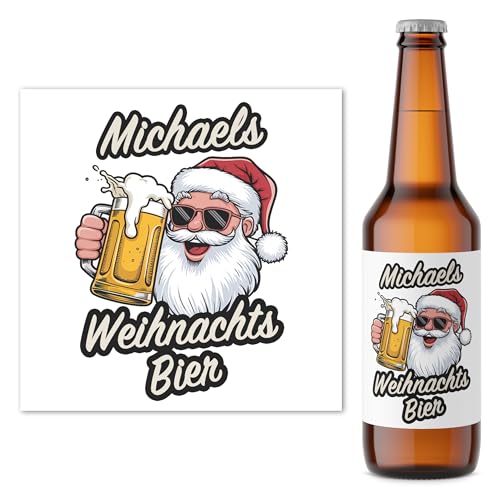 Weihnachtsbier Bierflaschen Etiketten personalisiert Biergeschenk Geschenk Weihnachten Nikolausgeschenk Flaschenetikett Weihnachtsgeschenke für Männer Bieretiketten 2 Stück | 9x9 cm