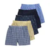 Polo Ralph Lauren Herren-Boxershorts, klassische Passform, gewebt, 5 Stück, Muller Plaid/Cruise Navy/Rustic Navy/Summer Stripe/Sag Harbor, Medium