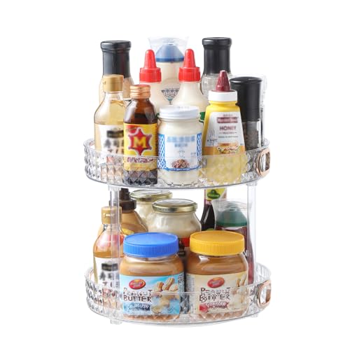 Famhap Drehteller Kühlschrank Organizer Lazy Susan 27cm+27cm, Küchen Gewürzregal Gewürz Organizer, Drehbares Organizer für Schrank Unterschrank Waschbecken Schminktisch