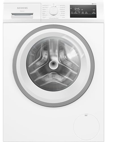 Siemens WM14N127 Waschmaschine iQ300, Frontlader mit 8kg Fassungsvermögen, 1400 UpM, speedPack L, smartFinish, Outdoor-Programm, LED-Display, Weiß, 60cm