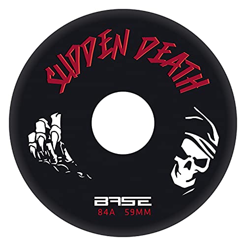 BASE Unisex – Erwachsene Outdoor Rollen Pro „Sudden Death“ | 4-er Pack | 80 mm | 84A Härte | extrem haltbar | starker Grip | schwarz | für alle gängigen Inliner-Marken geeignet