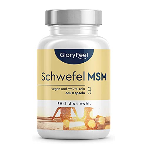 MSM Kapseln - 365 vegane Kapseln - Laborgeprüfte 1600mg Methylsulfonylmethan (MSM) pro Tagesdosis - 99,9% reines MSM Pulver - Hochdosiert & ohne Zusätze in Deutschland hergestellt