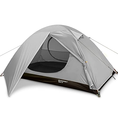 Bessport Zelt 1 & 2 & 4 Personen Ultraleichte Camping Zelte, 3-4 Saison Wasserdicht & Winddicht Kuppelzelt, Kleine Packungsgröße, Geeignet für Erwachsene, Wandern, Camping, Outdoor (2 Personen-Grau)
